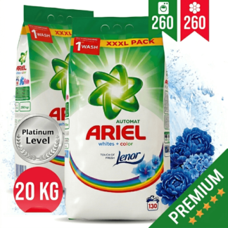 ARIEL + LENOR PLATINUM pralni prašek + mehčalec KOMPLET 2x 10KG (260 pranj) <div style="color:red"><b>NAJMOČNEŠI NA TRGU!</b></div>