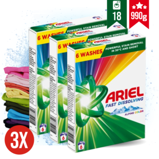 ARIEL pralni prašek za barvno perilo ALPINE COLOR KOMPLET 3x 330g (18 pranj)