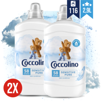 COCCOLINO koncentrirani mehčalec za perilo SENSITIVE PURE KOMPLET 2x 1,5l (116 pranj)