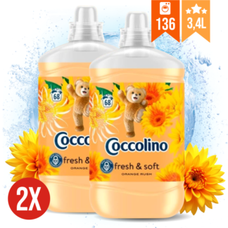COCCOLINO koncentrirani mehčalec za perilo ORANGE RUSH KOMPLET 2x 1,7l (158 pranj)