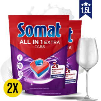 SOMAT tablete za pomivanje posode ALL in 1 LEMON & LIME KOMPLET 2x 60 kapusul (120 pranj)